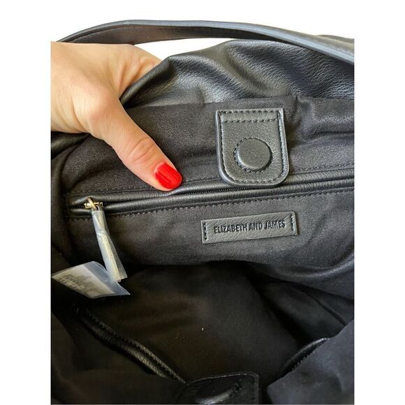 NWT Elizabeth and James Mesh Market Shoulder Bag Tote Black - Picture 3 of 16